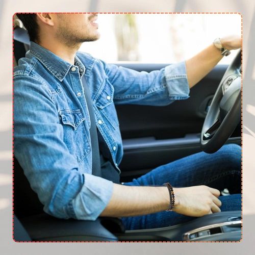 Męska bransoletka skórzana z naturalnymi kamieniami koraliki na Arena.pl