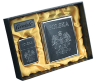Zestaw Papierośnica + Zapalniczka z Grawerem Orła i Napisu Polska Gentelo