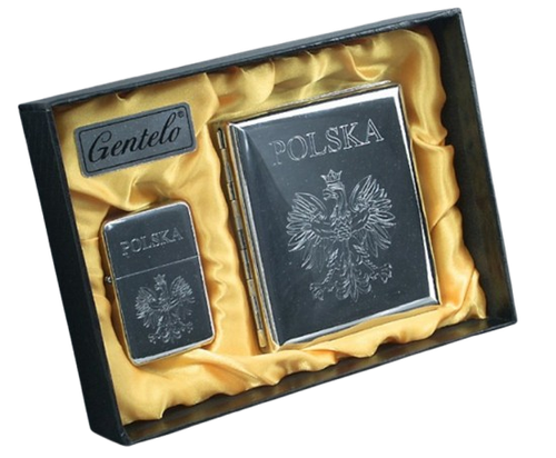 Zestaw Papierośnica + Zapalniczka z Grawerem Orła i Napisu Polska Gentelo na Arena.pl
