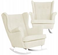 Fotel uszak bujany skandynawski welur kremowy jasny Hunter  beżowy