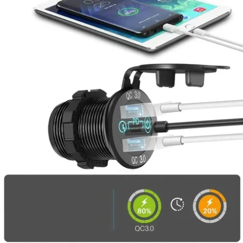 ŁADOWARKA ZAPALNICZKI 2x USB QC 3.0 + USB-C PD 60W na Arena.pl