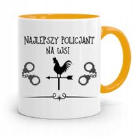 Kubek Żólty Dla Najlepszego Policjanta Policjantki Z Nadrukiem Ze Zdjęciem