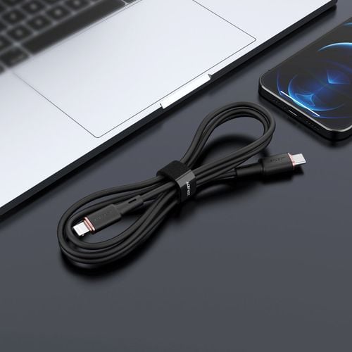 kabel przewód do iphone mfi usb-c - lightning 30w 3a 1.2m czarny na Arena.pl