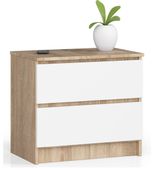 SZAFKA NOCNA K 60 cm 2 SZUFLADY SONOMA / BIAŁA