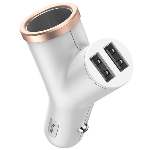 Baseus ładowarka samochodowa Y Type 2USB + gniazdo biała na Arena.pl