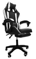 Fotel gamingowy obrotowy regulacja dla gracza ekoskóra biały + czarny