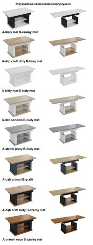 Ława Rozkładana Podnoszona Ławostół Stół L06 Biały Czarny 120/200x70 Loft na Arena.pl