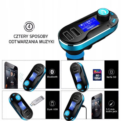 Transmiter Samochodowy Bluetooth FM z Szybką Ładowarka na Arena.pl