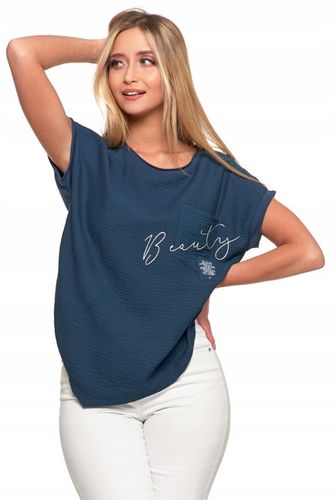 KOBIECA BLUZKA Z KRÓTKIM REKAWEM DAMSKA LUŹNA Z NAPISEM MORAJ 2XL/3XL na Arena.pl