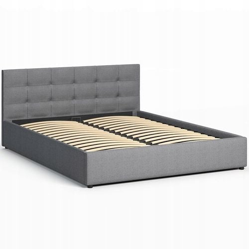 Łóżko tapicerowane 140×200 z pojemnikiem i zagłówkiem Mira szare 028-28 na Arena.pl