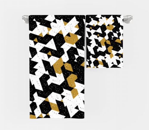 RĘCZNIK Czerń, złoto i biel z twoim dowolnym tekstem 75x50 015B na Arena.pl