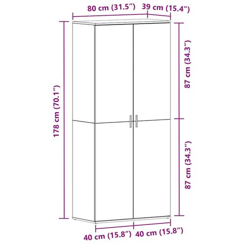 Szafka na buty Brązowy 80 x 39 x 180 cm Materiał drewnopochodny na Arena.pl