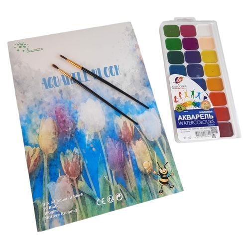 zestaw do malowania farby akwarelowe pędzle na Arena.pl