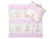 Pościel do wózka z wypełnieniem kołderka i poduszka - Żyrafki różowe