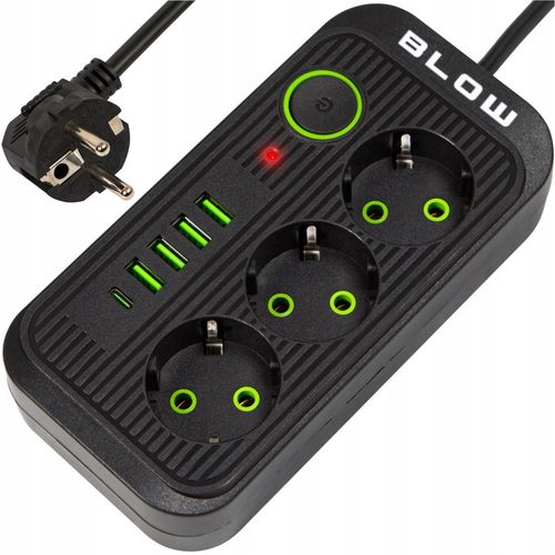 PRZEDŁUŻACZ LISTWA ZASILAJĄCA WŁĄCZNIK 4x USB 3 GNIAZDA 3m USB TYP C na Arena.pl