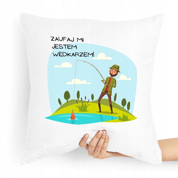 Poduszka Prezent Dla Wędkarza Zaufaj Mi Jestem Z Nadrukiem Ze Zdjęciem zdjęcie 1