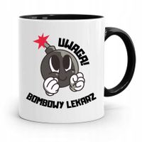 Kubek Czarny Dla Doktora Uwaga Bombowy Lekarz Z Nadrukiem Ze Zdjęciem