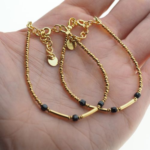 Bransoletka -złoty Hematyt, Spinel i srebro złocone na Arena.pl