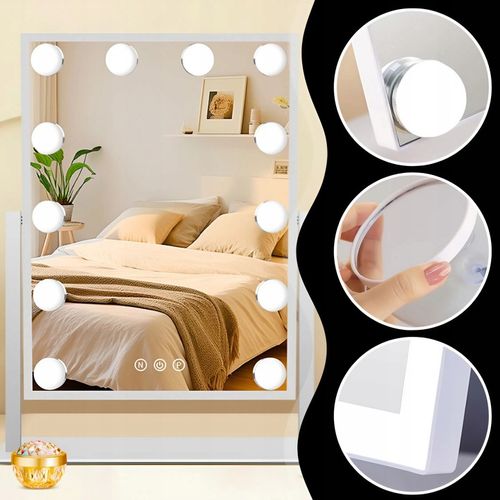 LUSTERKO KOSMETYCZNE HOLLYWOOD STOJĄCE LUSTRO DO MAKIJAŻU LED 12 na Arena.pl