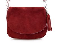 VERA PELLE torebka zamszowa listonoszka chlebak z paskiem V225 bordowa