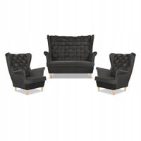 Zestaw wypoczynkowy Carol sofa fotele paski grafitowy