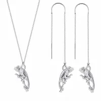 KOMPLET KOLCZYKI PRZECIĄGANE KAMELEON srebro 925