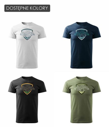 Koszulka z traktorem John Deere Claas New Holland Fendt dla rolnika męska czarna REGULAR S na Arena.pl