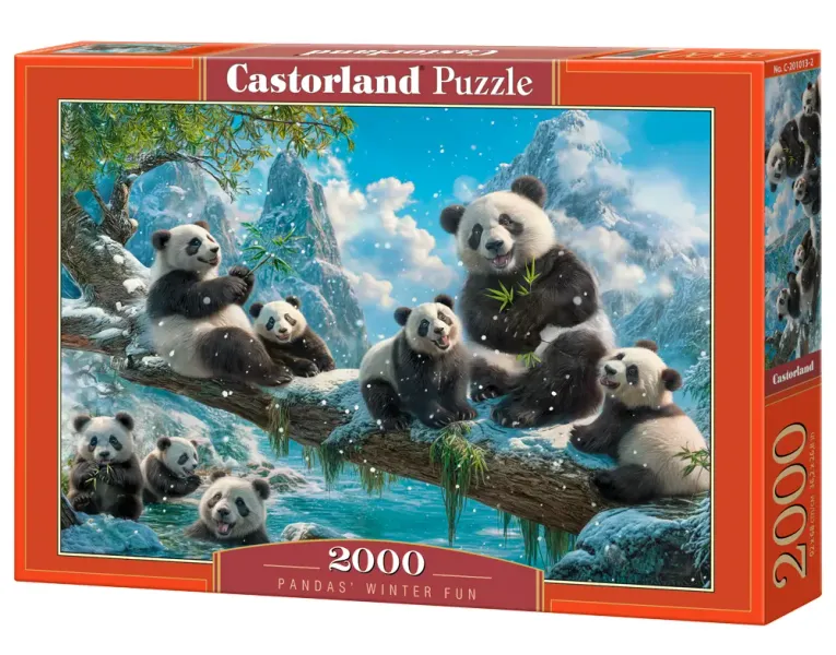 Puzzle 2000 elementów. Pandy w zimie zdjęcie 1