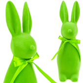 Flokowany Wielkanocny Zielony Królik Zajączek Z Satynową Kokardką