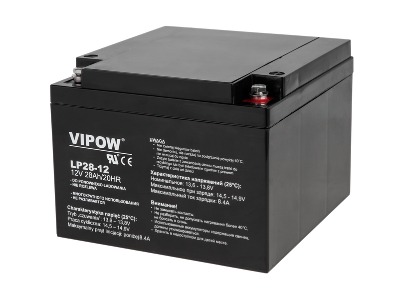 Akumulator żelowy VIPOW 12V 28Ah zdjęcie 1