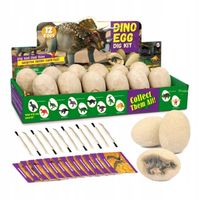 ZESTAW KOPALNIA DINOZAURÓW WYKOPALISKA ARCHEOLOG 12 DUŻYCH JAJ + KARTY