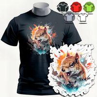 KOSZULKA T-SHIRT MĘSKI WZORY DO WYBORU - WIEWIÓRKA ZWIERZE LAS NATURA - XS