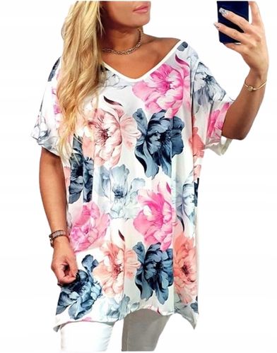 LUŹNA KOBIECA TUNIKA BLUZKA PLUS SIZE V dekolt XL/XXL różne wzory mix 700 na Arena.pl