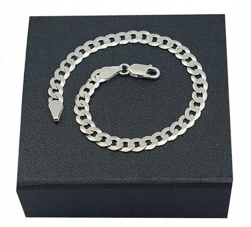 SREBRNA PEŁNA BRANSOLETKA MĘSKA PANCERKA PR. 925 + PUDEŁKO Z DEDYKACJĄ na Arena.pl