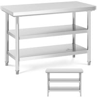 stół blat roboczy centralny stalowy 3 poziomy 120 x 60 cm do 600 kg