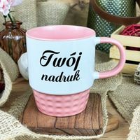 Pastelowy różowy kubek Diamond z Twoim nadrukiem