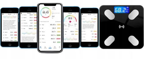 WAGA ŁAZIENKOWA ANALITYCZNA SMART APLIKACJA BLUETOTH SZKŁO + BATERIE GRATIS na Arena.pl