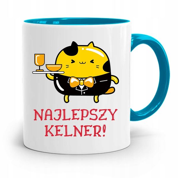 Dla Kelnera Kubek Błękitny Najlepszy Kelner! Z Nadrukiem Ze Zdjęciem zdjęcie 1