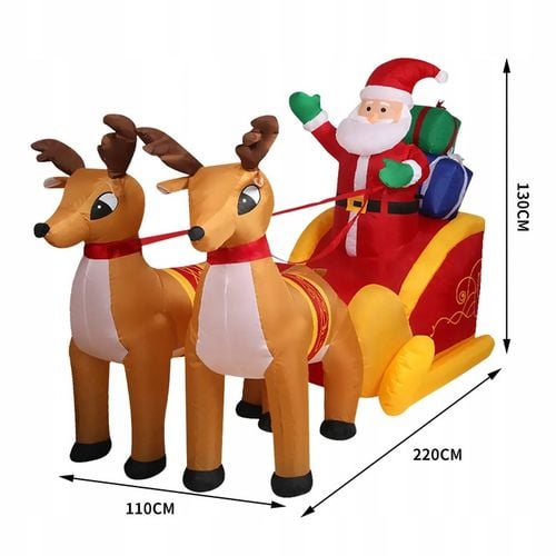 DMUCHANY MIKOŁAJ 2,2m na SANIACH RENIFERY Ozdoba Świąteczna Dekoracja Duży na Arena.pl