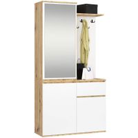 Szafa do przedpokoju z lustrem ENTRO 95 cm duża garderoba - artisan biała