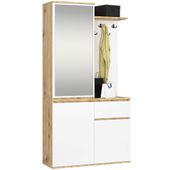 Szafa do przedpokoju z lustrem ENTRO 95 cm duża garderoba - artisan biała