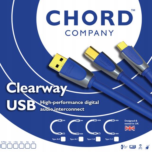 2X KABEL USB-C - USB-B DO DAC STREAMERA INTERFACE CHORD CLEARWAY USB C-B 2m na Arena.pl
