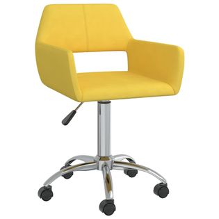 Obrotowe Krzesło Biurowe, Żółte, Tapicerowane Tkaniną