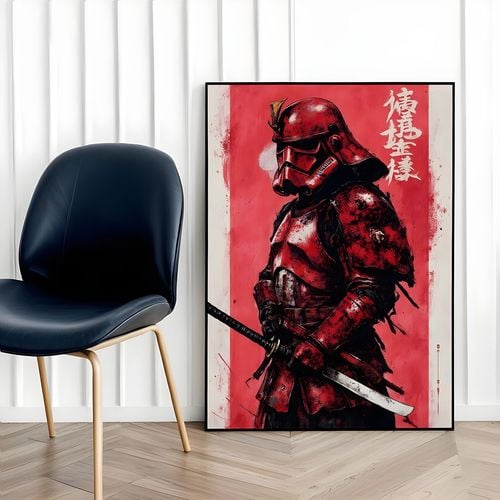 Plakat cyfrowy do wydruku czerwony samuraj na Arena.pl