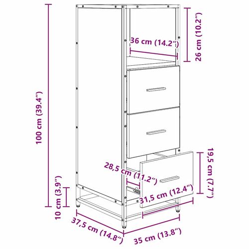 Szafka Łazienkowa z szufladą Czarny dąb 35 x 37.5 x 100 cm na Arena.pl