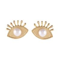 Kolczyki oczy z kryształkami i perełką (P25/JES/11AU)