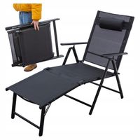 SKŁADANY LEŻAK OGRODOWY REGULOWANE OPARCIE NA NOGI ALUMINIUM FOTEL PLAŻOWY