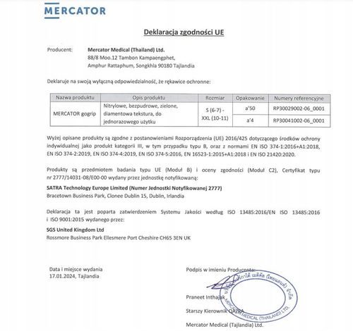 Rękawiczki MERCATOR GOGRIP NITRYLOWE green ZIELONE 50 szt. rozmiar L na Arena.pl