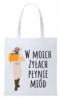 Dla Pszczelarza Na Prezent Torba Eco Biała Shopper Z Nadrukiem Ze Zdjęciem
