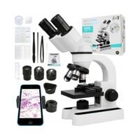 MIKROSKOP OPTYCZNY ZOOM 1600X ZESTAW LABORATORYJNY 3 OBIEKTYWY + AKCESORIA